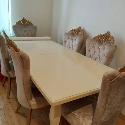Masa dəsti – 650₼ - Açılan mexanizmli geniş süfrə masası: ortadan — Furniture
