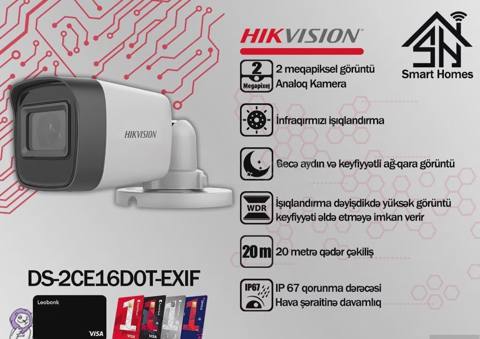 Analoq kamera Hikvision DS-2CE16D0T-EXIF 2MP — Baku
