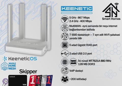 Router Keenetic Skipper KN-1910 AC1300 Gigabit Mesh — Bakı