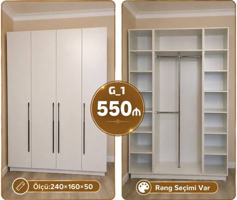 G_1 model paltar/əşyа dolabı - Ölçü: 240 160 50 sm - Qiymət: 550 — Дигях