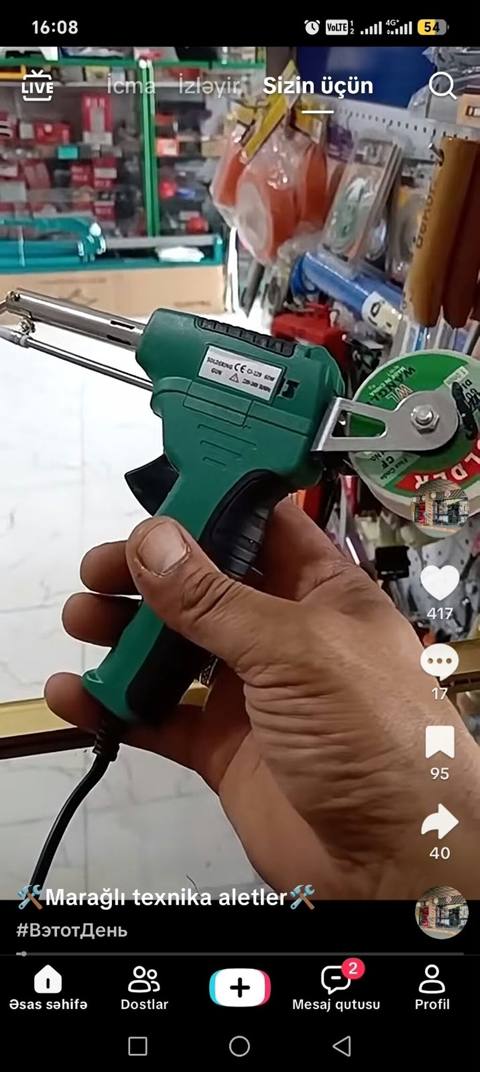 Elektrik lehim tapançası – tel yuvarlağı üçün inteqrə olunmuş — 30 ₼ · Baku · Lehimlə avadanlığı Elektrik lehim tapançası – tel yuvarlağı üçün inteqrə olunmuş — Baku