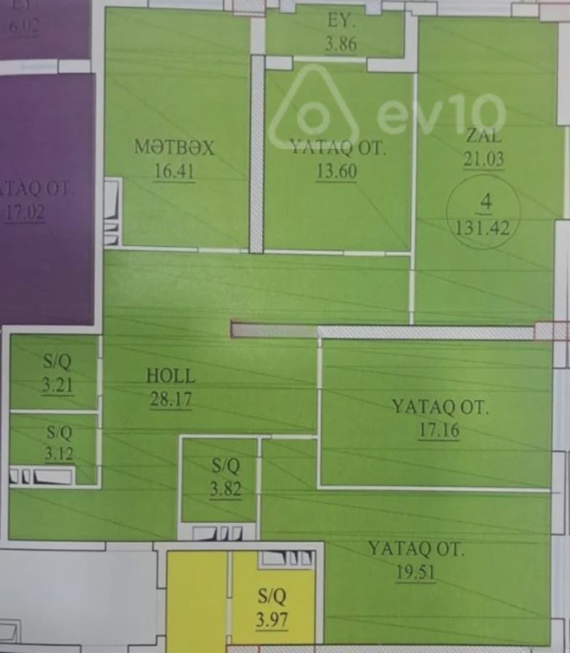 For sale: 4-room apartment (new building), 132 m² — Mənzil, Bakı (5)
