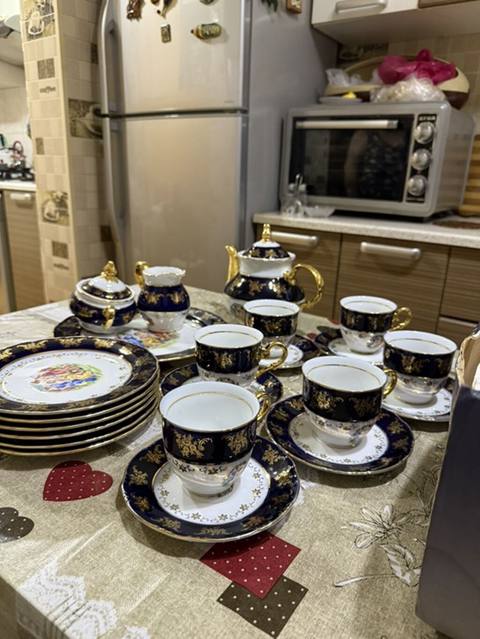 Çay dəsti, rəng - Mavi, Farfor, 6 nəfərlik — Хырдалан