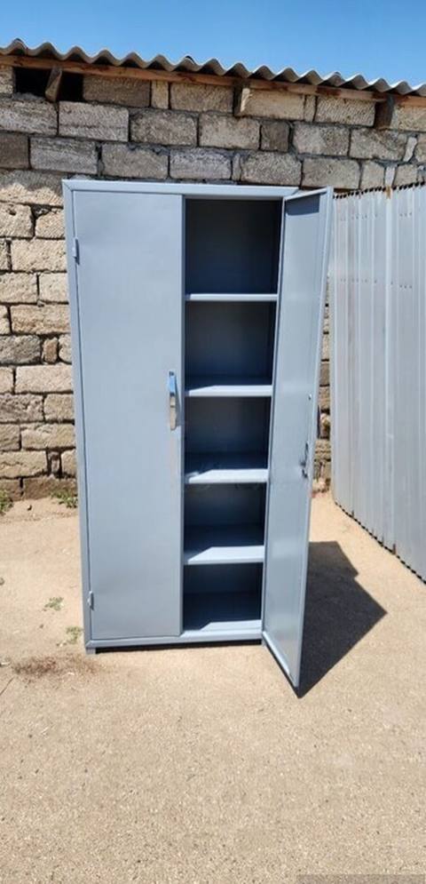 Metall şkaf – 2 qapılı, boz rəng - Material: möhkəm metal, toz boya — Baku