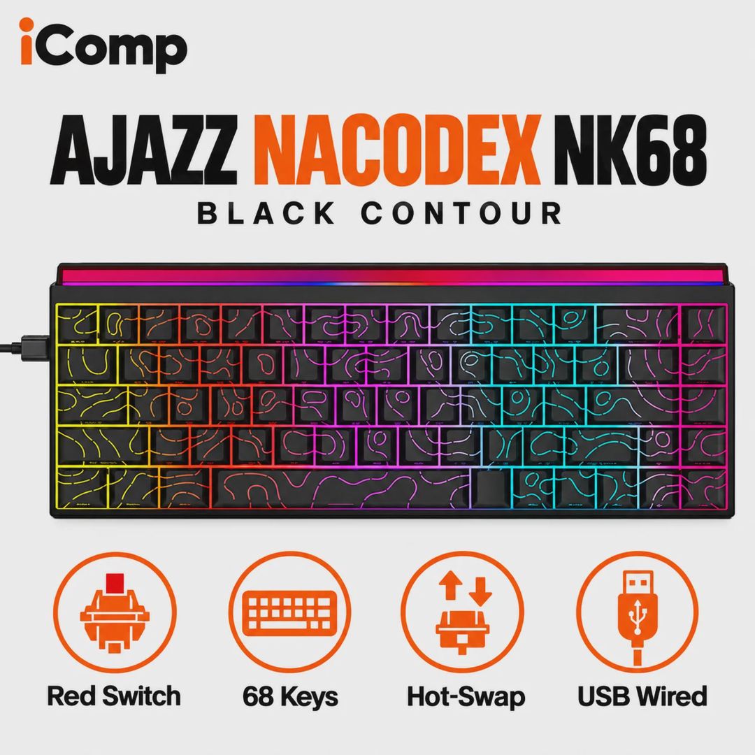 Ajazz Nacodex NK68 Black Contour Gaming Keyboard — Klaviaturalar və siçanlar, Bakı