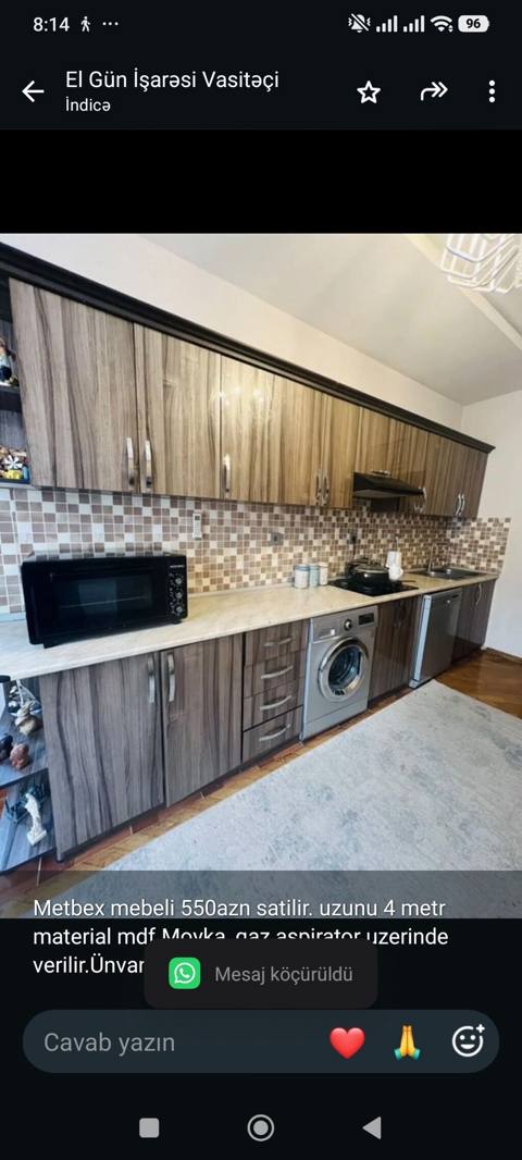 Metbex mebeli 550azn satilir. uzunu 4 metr material mdf.Moykaqaz — Mebel