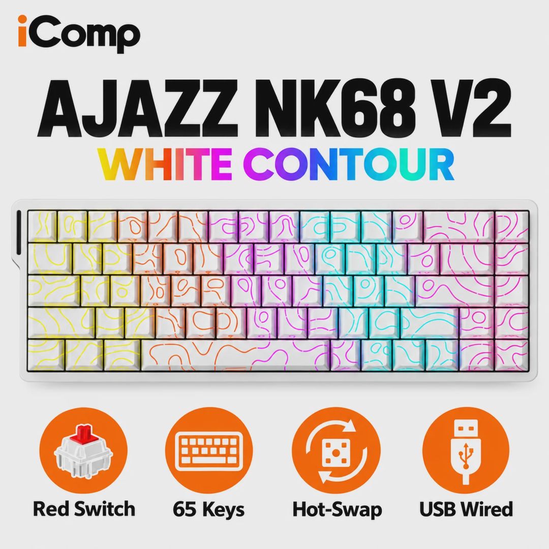 Ajazz NK68 V2 White Contour Gaming Keyboard — Klaviaturalar və siçanlar, Bakı