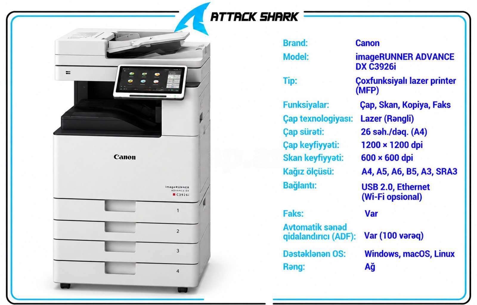 Çoxfunksiyalı printer Canon imageRUNNER Advance DX C3926i — 4 100 ₼ · Баку · Printerləri Çoxfunksiyalı printer Canon imageRUNNER Advance DX C3926i — Баку
