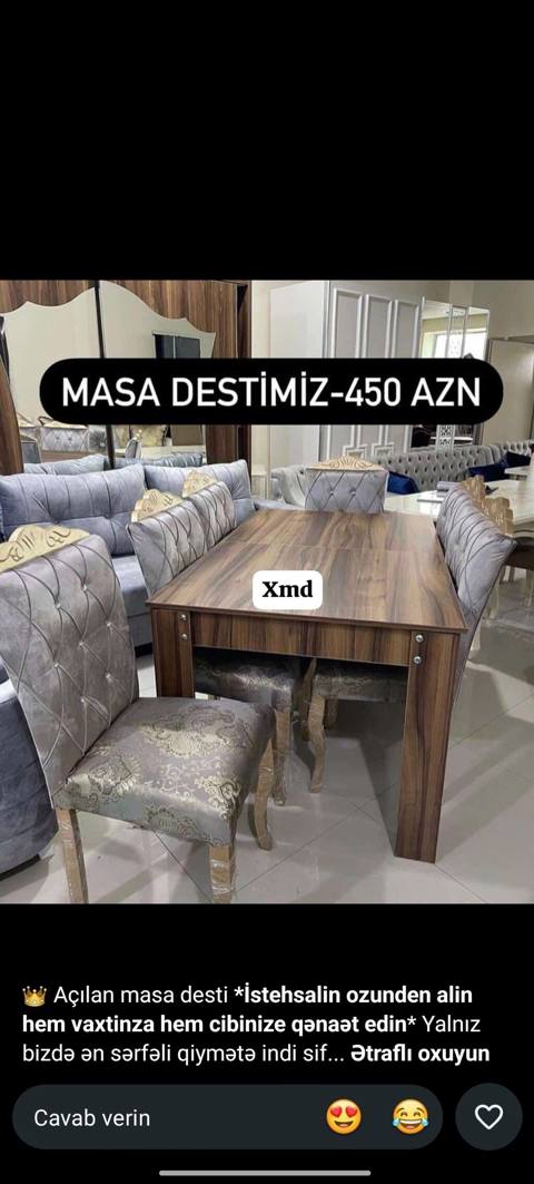 Qonaq otağı üçün, Yeni, Açılan, Dördbucaq masa, 4 stul — Дигях