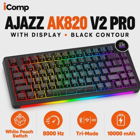 Ajazz AK820 V2 Pro with Display Black Contour Gaming Keyboard — Баку
