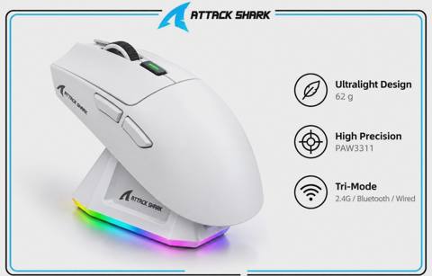 Gaming siçan Attack Shark X11 White — Baku