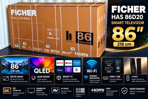 Fıcher HAS 86D20 Smart Televizor – 86 düym (218 sm) - Böyük ekran — musa.imanzade — ელექტრონიკა