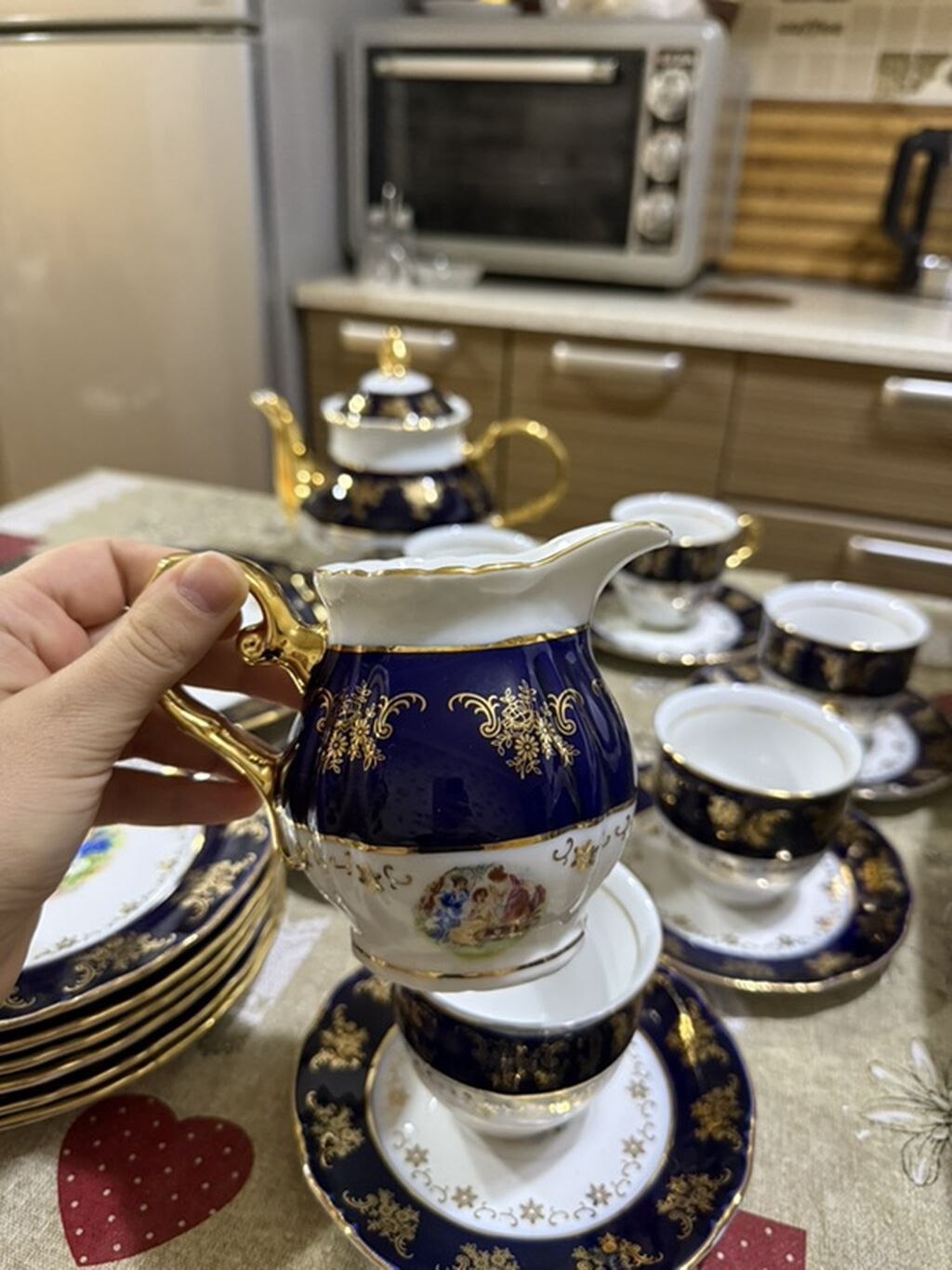 Çay dəsti, rəng - Mavi, Farfor, 6 nəfərlik — Süfrə qabı, Xırdalan (7)