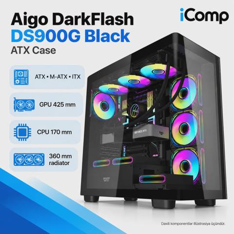 Aigo DarkFlash DS900G Black ATX Case — Baku