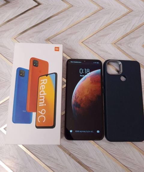 Redmi 9C, 128 GB, rəng - Qara, Zəmanət, Barmaq izi, Simsiz şarj — Baku