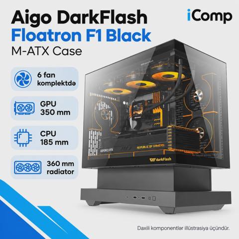 Aigo DarkFlash Floatron F1 Black M-atx Case (6 Fans) — Baku
