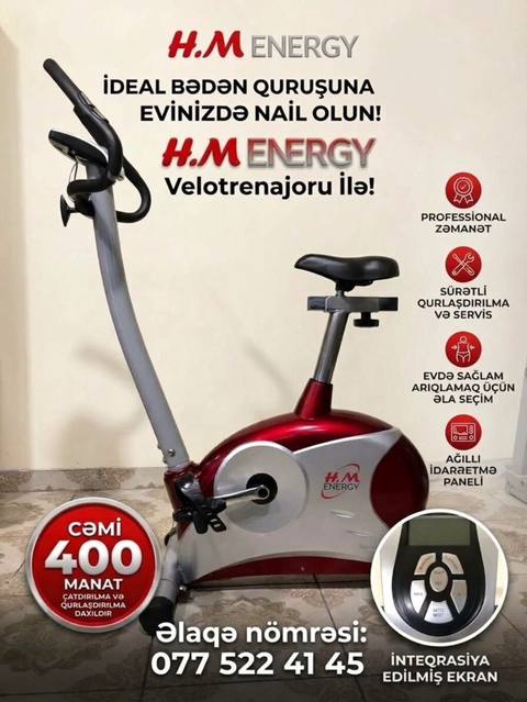 İdeal Vəziyyətdə Velotrenajor (H.M Energy) – Zəmanətlə Ev — 400 ₼ · Баку · Velosiped simulyatorları İdeal Vəziyyətdə Velotrenajor (H.M Energy) – Zəmanətlə Ev — Баку