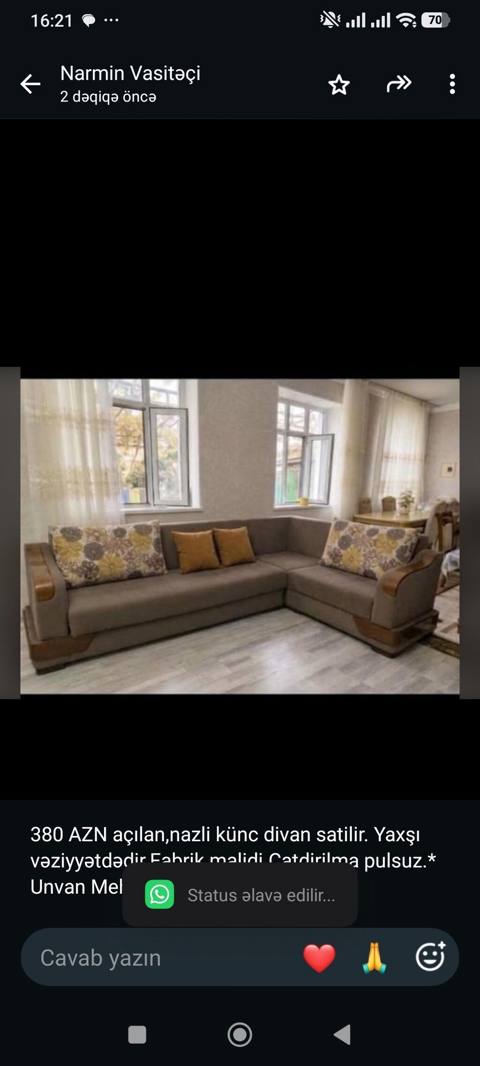 380 AZN açılan,nazli künc divan satilir. Yaxşı vəziyyətdədir.Fabrik — 380 ₼ · Баку · Divanlər 380 AZN açılan,nazli künc divan satilir. Yaxşı vəziyyətdədir.Fabrik — Баку