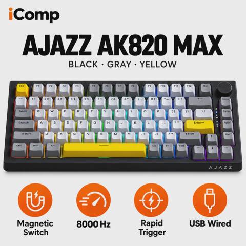 Ajazz AK820 Max Black-Gray-Yellow Gaming Keyboard — Баку