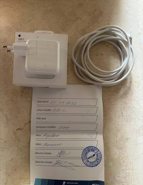MacBook adapter. Apple Usb‑c 30W Power Adapter + Usb‑c kabel dəsti — Baku