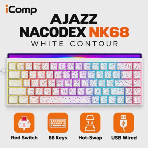 Ajazz Nacodex NK68 White Contour Gaming Keyboard — Баку