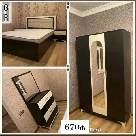 Yataq otağı dəsti - Komplekt: ikinəfərlik çarpayı (başlıqla), 2 ədəd — NM Mebel — Жатын бөлме жиһазы жинақтары