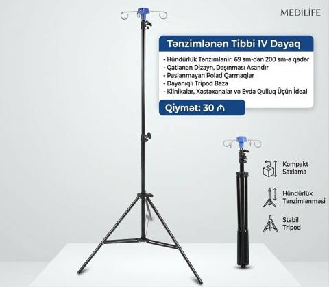 Ştativ sistem asqısı Tənzimlənən Dayaq çatdirilma var ünvana — 30 ₼ · Баку · Tibbi avadanlıqlar Ştativ sistem asqısı Tənzimlənən Dayaq çatdirilma var ünvana — Баку