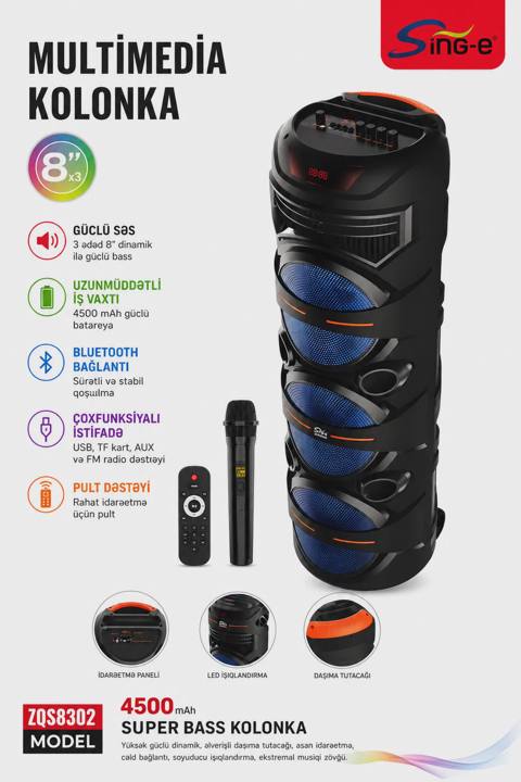 Portativ dinamik Sing-E ZQS8302 — Bakı