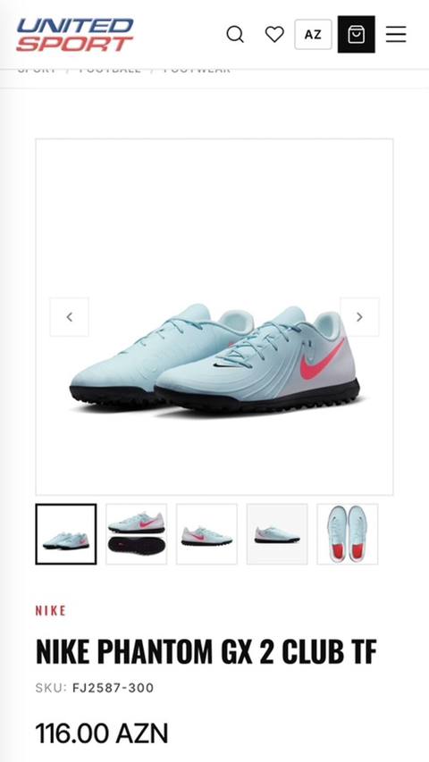 Orjinal 44 Razmer Nike Phantom GX 2 Club TF futzal/mini-futbol butsası — Nakhchivan