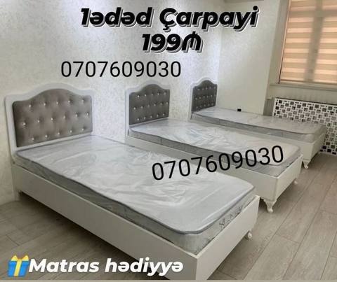 1 nəfərlik çarpayı - Rəng: ağ korpus, boz başlıq - Başlıq: yumşaq — Baku