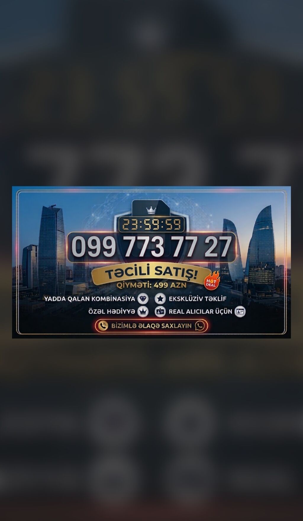 099 773 77 27 nömrəsi – eksklüziv “təxirəsalınmaz satış” təklifi — Foto, video xidmətləri, Bakı