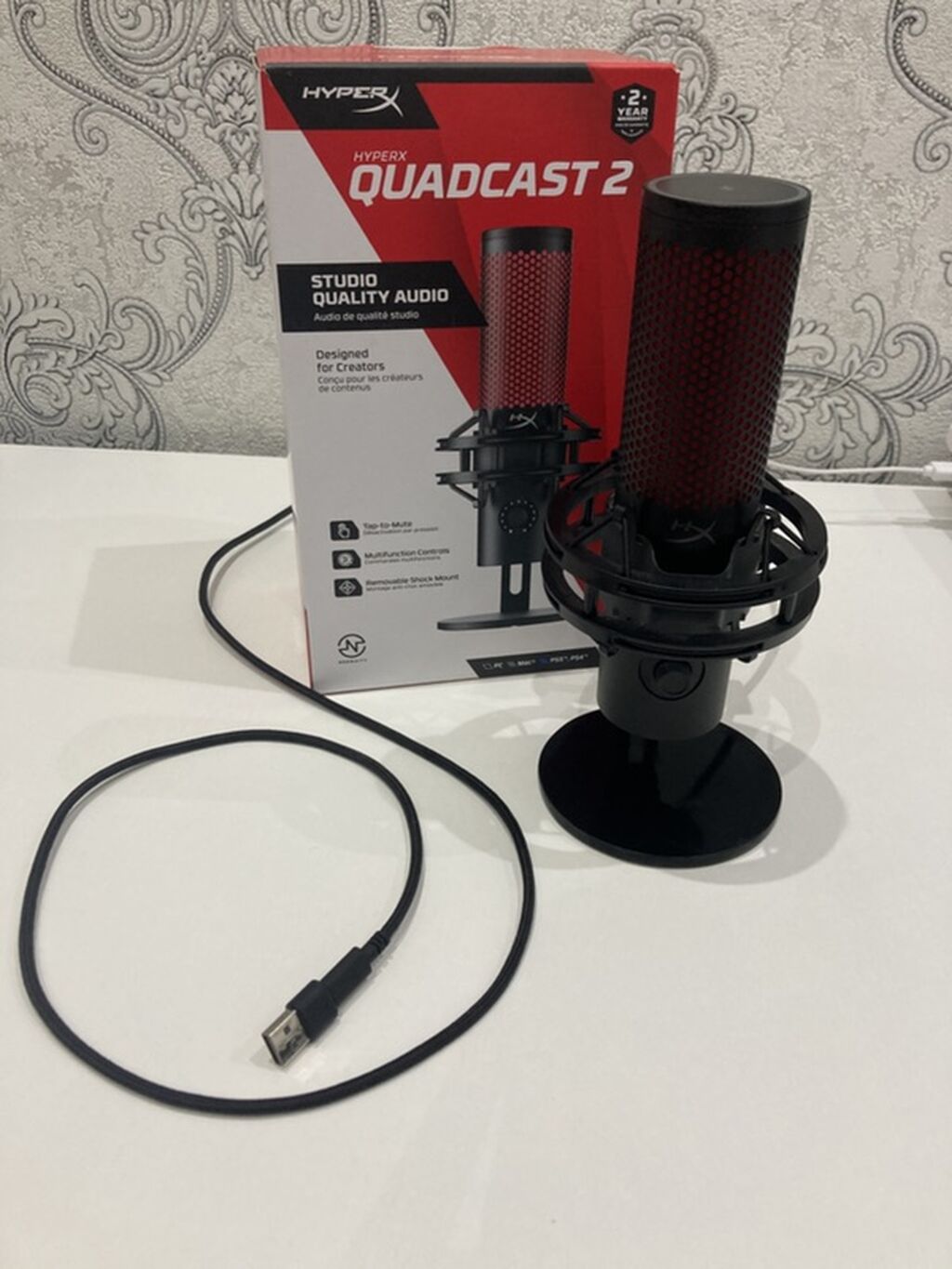HyperX QuadCast 2 USB mikrofon - Studiya keyfiyyətli səs üçün nəzərdə — Mikrafonlar, Bakı (2)