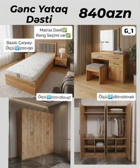 Oğlan və qız üçün, Yeni, Təknəfərlik çarpayı, Dolab — Баку