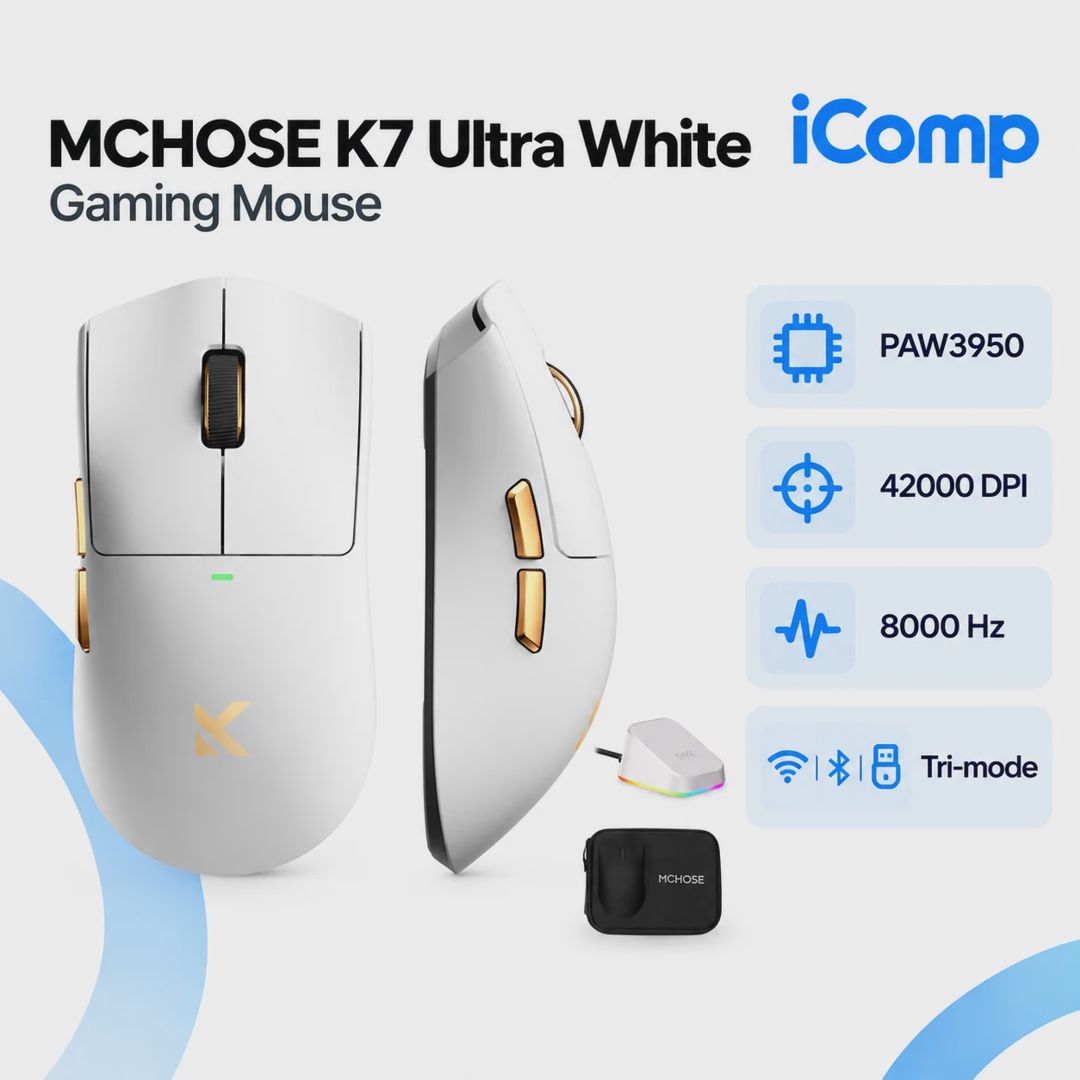 Mchose K7 Ultra White Gaming Mouse — Klaviaturalar və siçanlar, Bakı