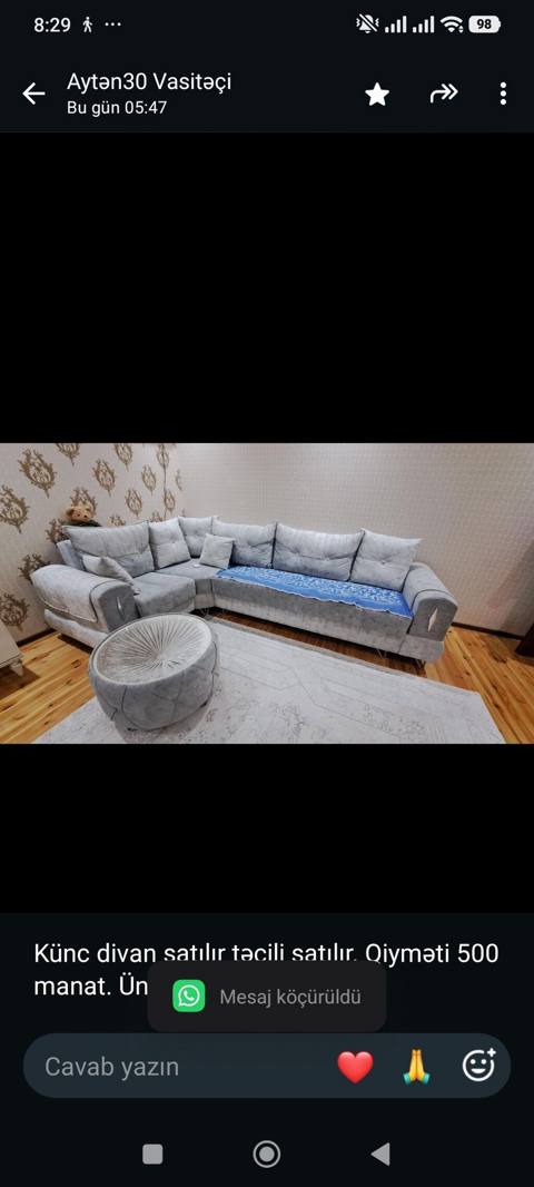 Künc divan satılır satılır. Qiyməti 500 manat. Ünvan Türkan — 500 ₼ · Baku · Divanlər Künc divan satılır satılır. Qiyməti 500 manat. Ünvan Türkan — Baku