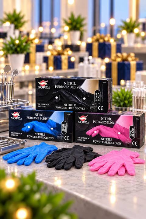 Soft qara, çəhrayı, göy nitril əlcəklər — 9.9 ₼ · Баку · Mallar Soft qara, çəhrayı, göy nitril əlcəklər — Баку