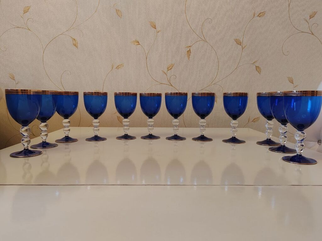 Qədəhlər, rəng - Mavi, Şüşə, Almaniya — Süfrə qabı, Bakı (3)