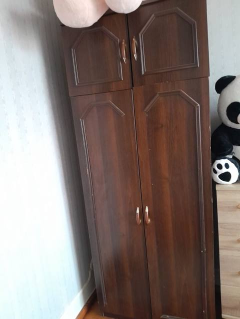 İşlənmiş, 2 qapılı, Siyirməli, Qəhvəyi, Taxta, Açılan, Düz dolab — Furniture