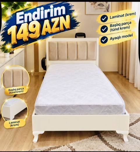 Endirim: 149 AZN Məhsul: Tək nəfərlik çarpayı - Material: krem rəngdə — Баку