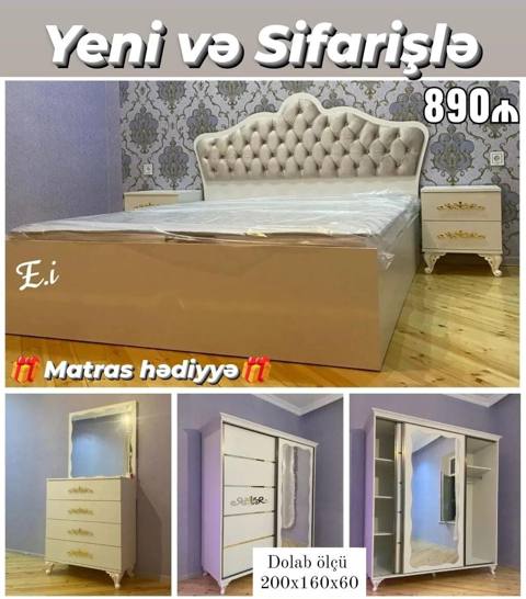Yataq otağı dəsti – “Yeni və sifarişlə” Tərkibi: - Yumşaq kapitonlu — Баку