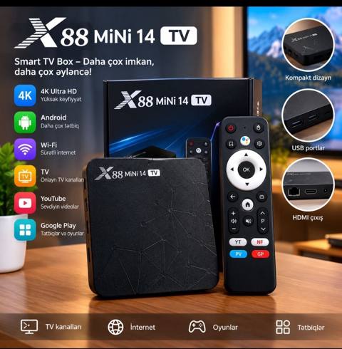 X88 Mini 14 TV – Smart TV Box Səsli idarəetmə funksiyası var — Ganja