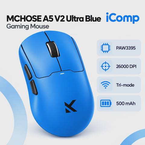 Mchose A5 V2 Ultra Blue Gaming Mouse — 115 ₼ · Baku · Klaviaturalar və siçanlar Mchose A5 V2 Ultra Blue Gaming Mouse — Baku