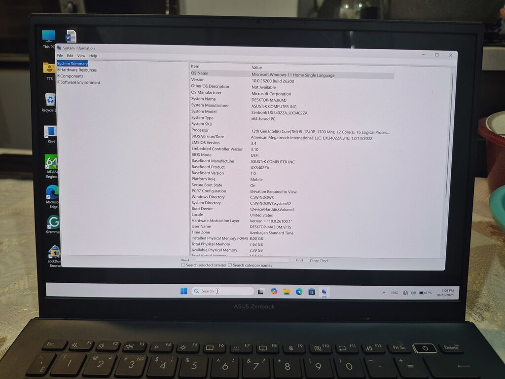 İşlənmiş ASUS Zenbook, 14 Intel Core i5, 512 GB, Ünvandan götürmə — Asus, Bakı (6)
