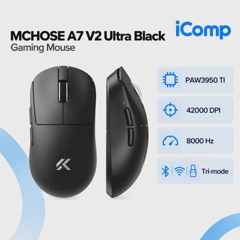 Mchose A7 V2 Ultra Black Gaming Mouse — Klaviaturalar və siçanlar