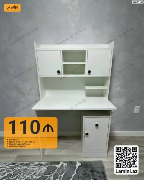 Düz masa, Stulsuz, Polkalı, Siyirməsiz, Sadə laminat — 110 ₼ · Baku · Kompüter masaları və kresloları Düz masa, Stulsuz, Polkalı, Siyirməsiz, Sadə laminat — Baku
