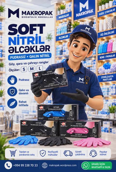 Pudrasız nitril əlcəklər