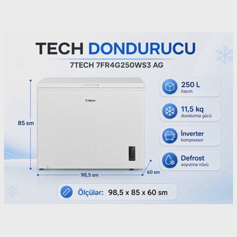 Dondurucu 7 Tech 7FR4G250WS3 — 525 ₼ · Baku · Ev texnikası Dondurucu 7 Tech 7FR4G250WS3 — Baku