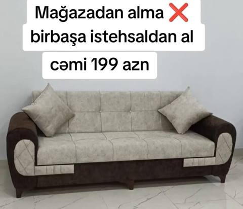 İki rəngli (tünd qəhvəyi və açıq bej) yumşaq parça üzlü divan. - 3 — ucuz.mebel — Divanlar (Yumshoq mebel)
