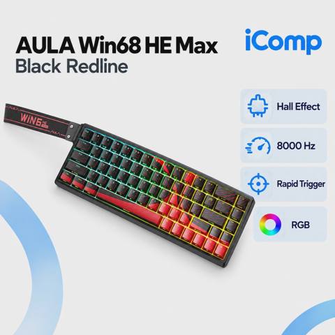 Aula Win68 HE Max Black Redline Gaming Keyboard — Klaviaturalar və siçanlar