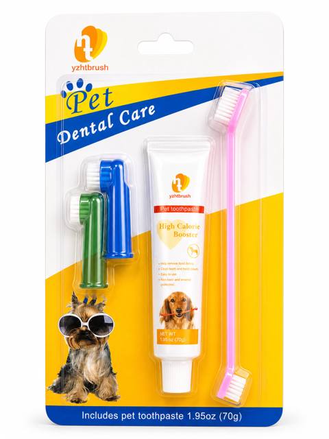 Dişlərə qulluq dəsti (diş məcunu + diş fırçası + barmağa taxılan diş fırçası) Pet Dental Care, 4 əd — Mallar